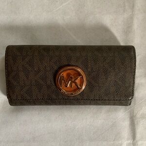 Michael Kors Fulton Large Flap Continental Wallet Brown Monogram